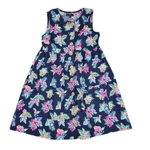 Picapino Girl's Navy Blue Floral Sleeveless Dress Size 10